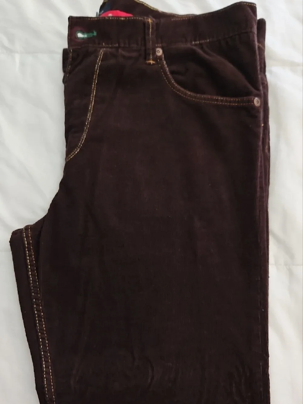 Tommy Hilfiger Brown Corduroy Pants with Red Trim